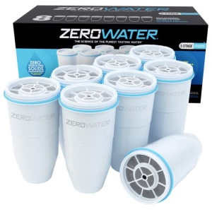 ZeroWater Official Replacement Filter - 5-Stage Filter Replacement 0 TDS for Improved Tap Water Taste - System NSF Certified to Reduce Lead, Chromium, and PFOA/PFOS, 8-Pack